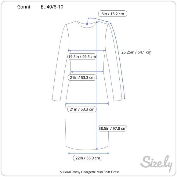 Ganni Floral Long Blouson Sleeve Floral Pansy Georgette Mini Dress 8-10 - Picture 9 of 9